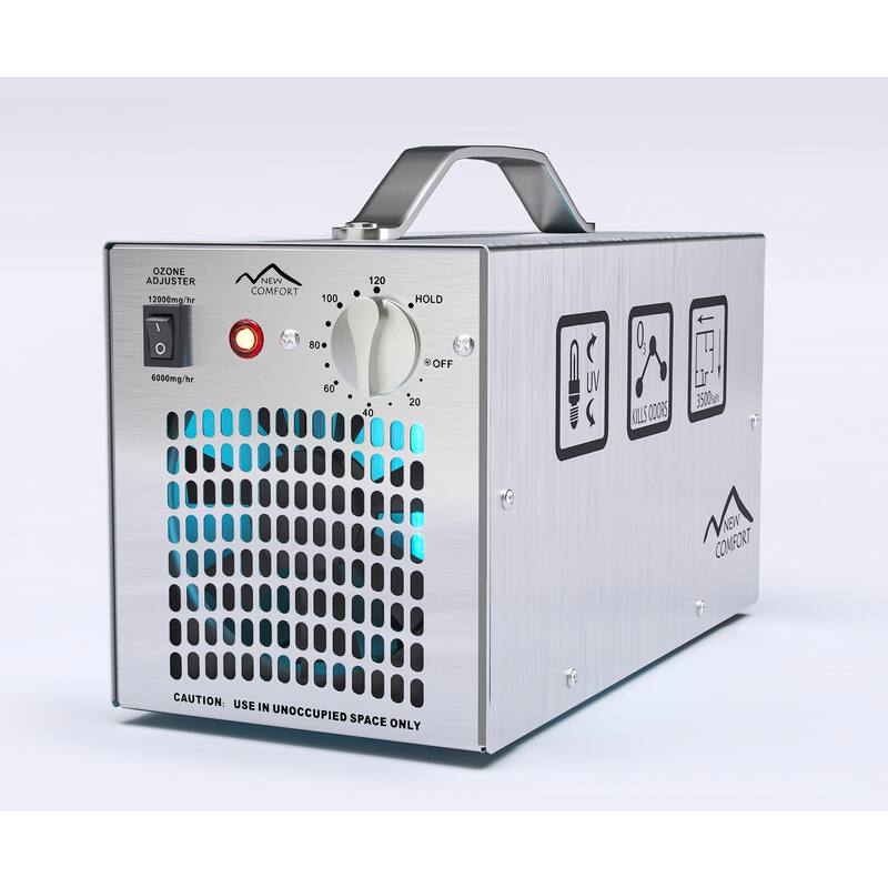 Stainless Steel Commercial Ozone Generator UV Air Purifier 6,000 to 12,000 mg/hr Industrial Stregnth - Silver
