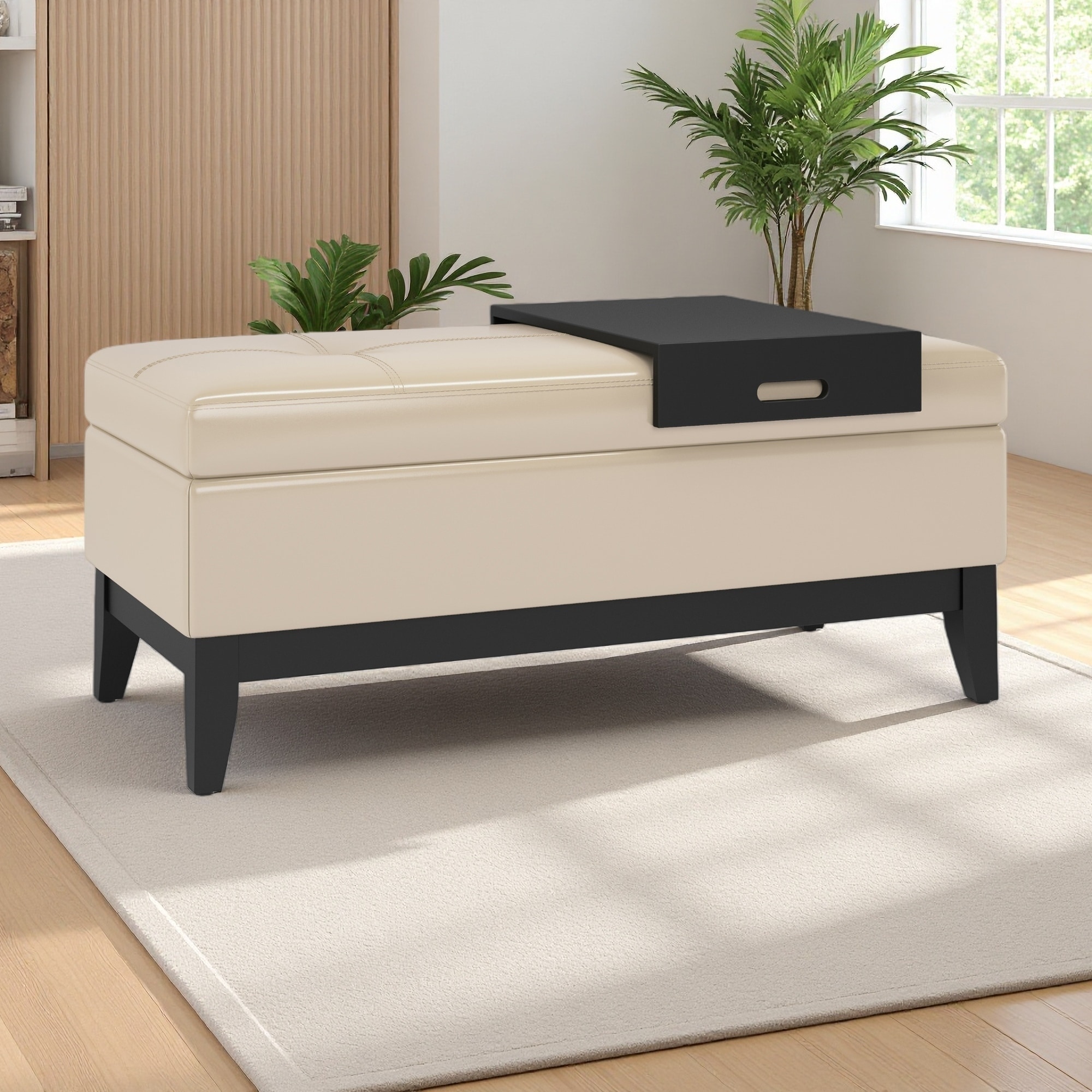 42"L Faux Leather Storage Ottoman Bench