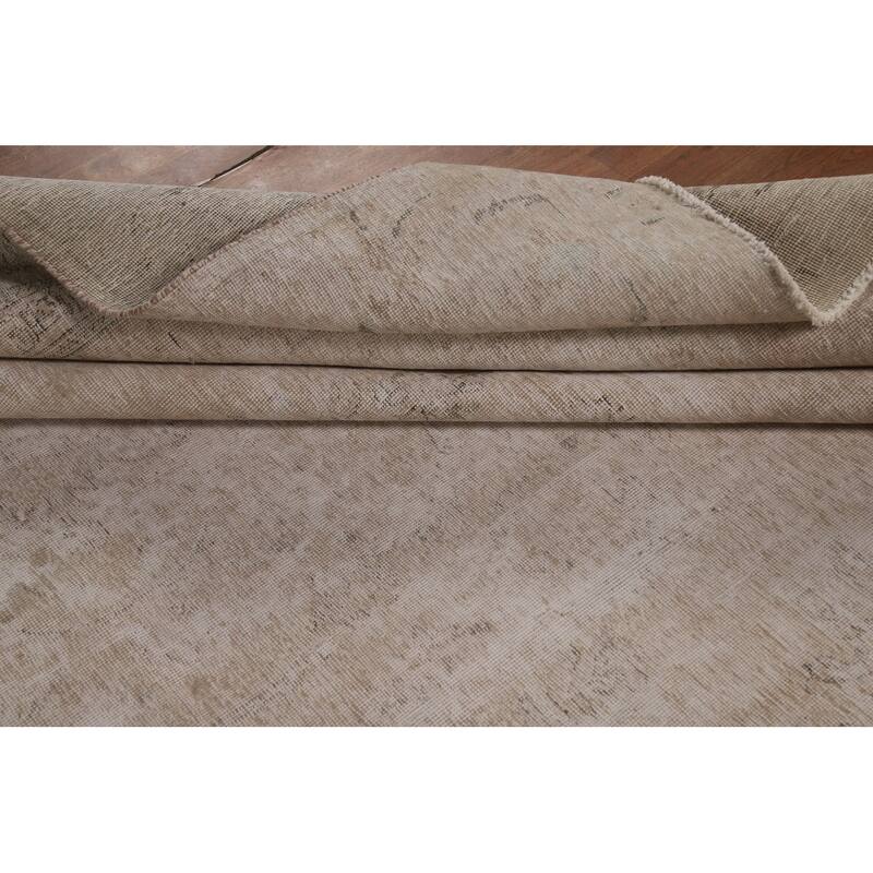 Distressed Tabriz Persian Vintage Rug Hand-Knotted Wool Carpet - 8'11"x 12'9"