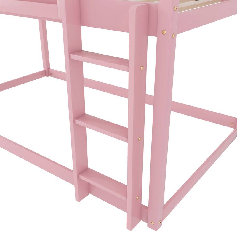 Rossetta Low Twin Over Twin Solid Wood Convertible Bunk Bed with Ladder