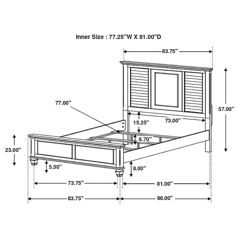 Franco Farmhouse Wood Panel Bed with Turned Leg