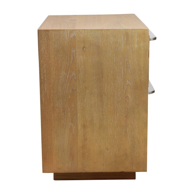 24" Oak Two Drawer Wood Nightstand With Storage