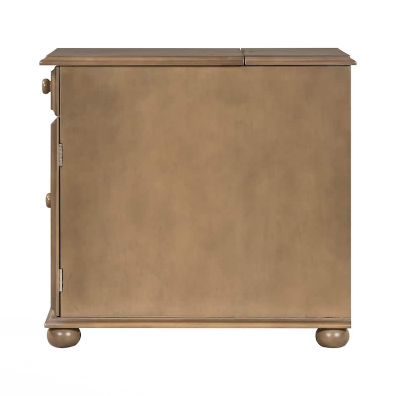 End Table Flip Top Side Table with USB Ports, One Multifunctional Drawer with cup holders, Sofa Couch Table with Bookshelf