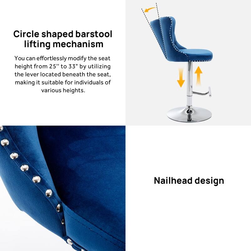 Swivel Foam Barstools Adjusatble Seat Set of 2