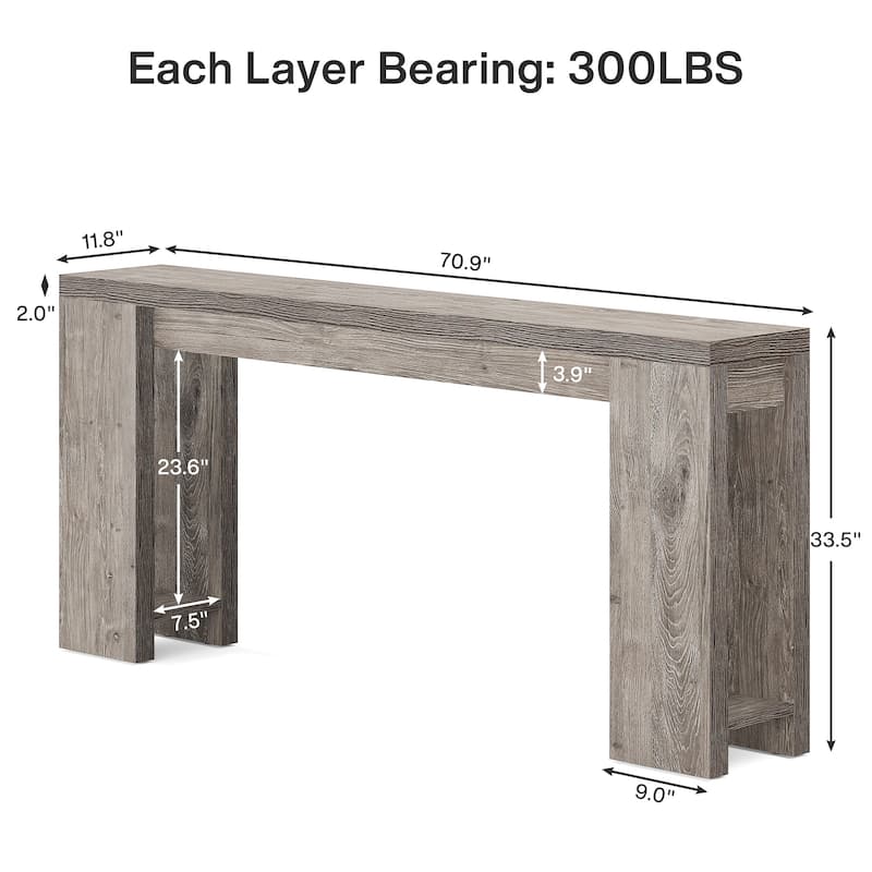 70.9" Long Console Sofa Table for Entryway Living Room - 11.81"D x 70.9"W x 33.5"H