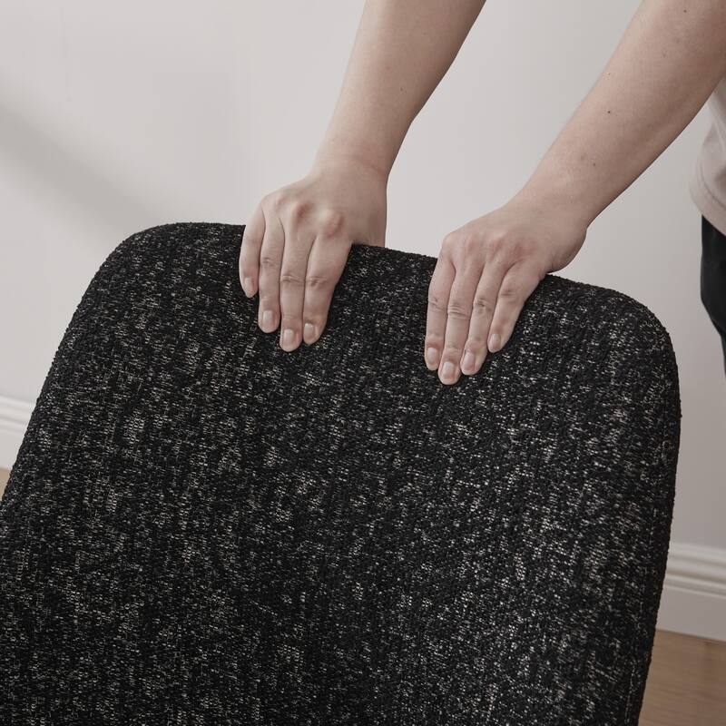 21.46" Wide Modern Minimalist Dining Chair Set Of Two, Chenille Upholstered, Rubberwood Legs, High Curved Backrest