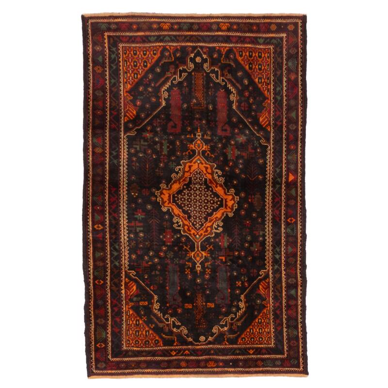 ECARPETGALLERY Hand-knotted Teimani Black Wool Rug - 3'8 x 6'0