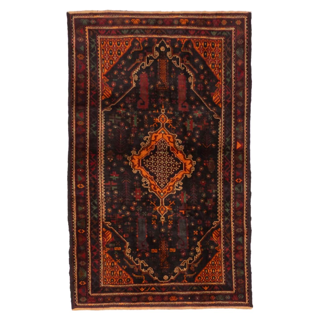 ECARPETGALLERY Hand-knotted Teimani Black Wool Rug - 3'8 x 6'0