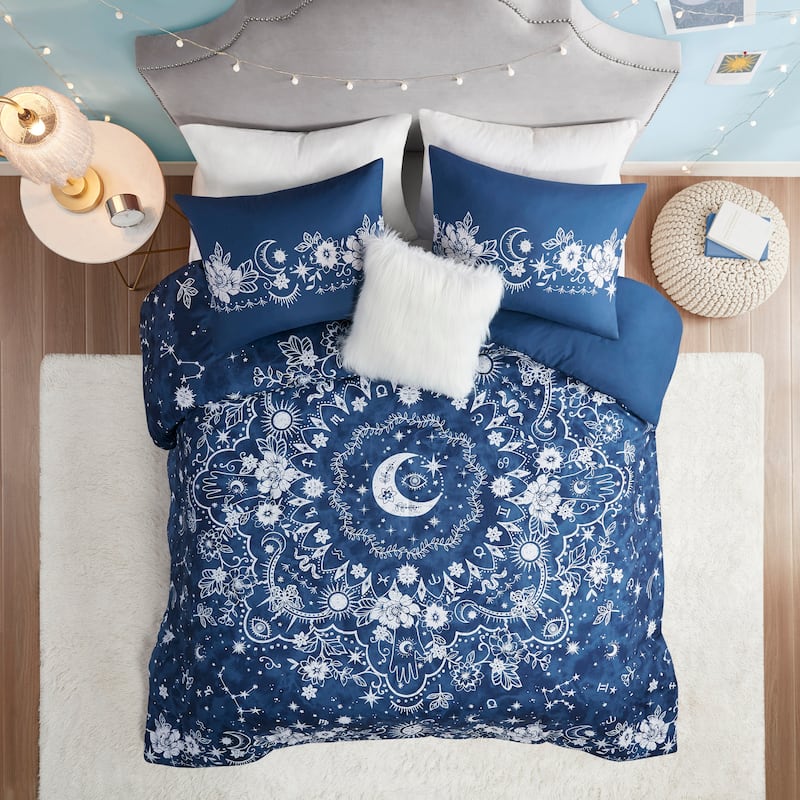 Intelligent Design Luna Navy Celestial Duvet Cover Set - Full - Queen