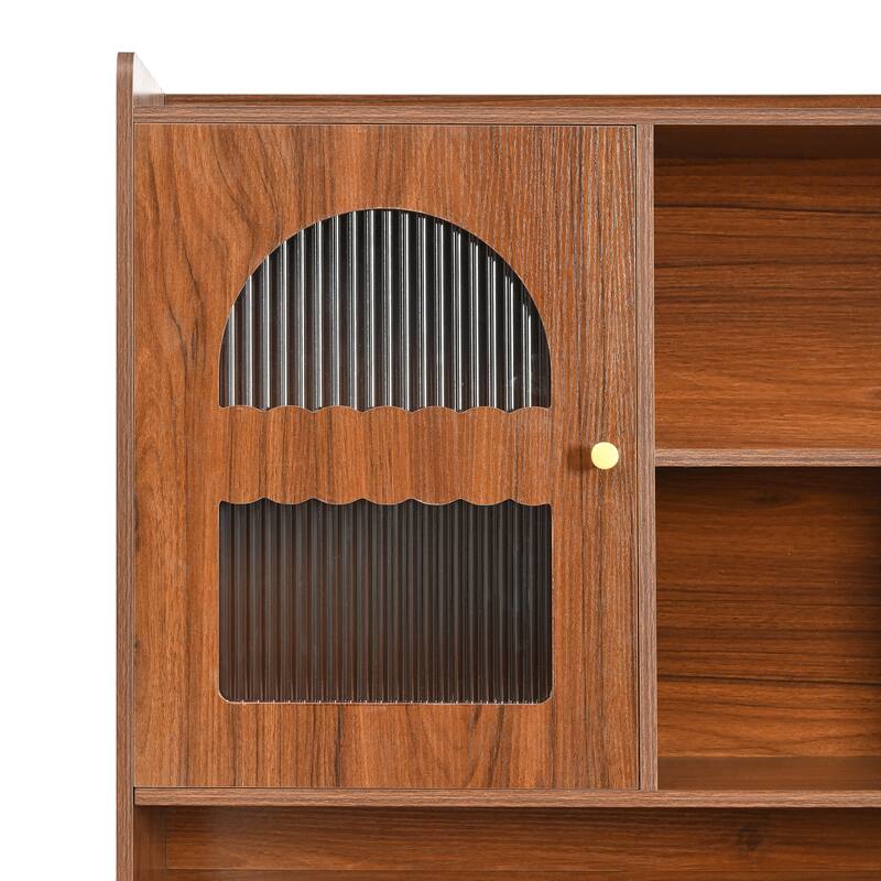 90° Rotating Computer Desk, L Shaped Office Desk Gaming Table Corner Writing Desk with Storage Drawer, Cabinets & Shelves