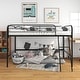 preview thumbnail 4 of 4, Black Twin Metal High Loft Bed with Ladder & Fence