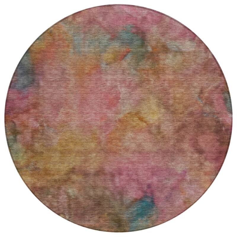 Machine Washable Indoor/ Outdoor Abstract Contemporary Chantille Rug