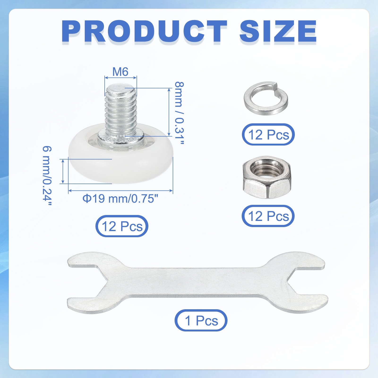 Drawer Rollers Wheel Cabinet Positioning Sliding with Screw Washer Wrench for File Document Cabinets Craft Replacement Parts