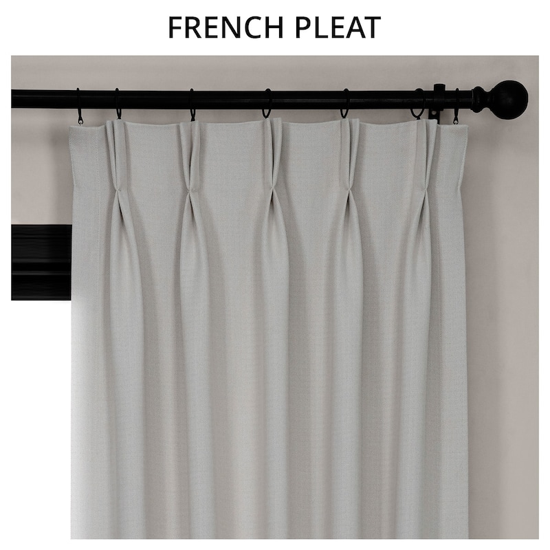 Exclusive Fabrics French Pleated Textured Faux Linen Room Darkening Curtains for Bedroom & Living Room Curtains (1 Panel)