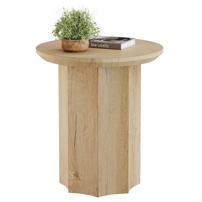 Round Wooden Side Table for Living Room, Bedside - 1PC
