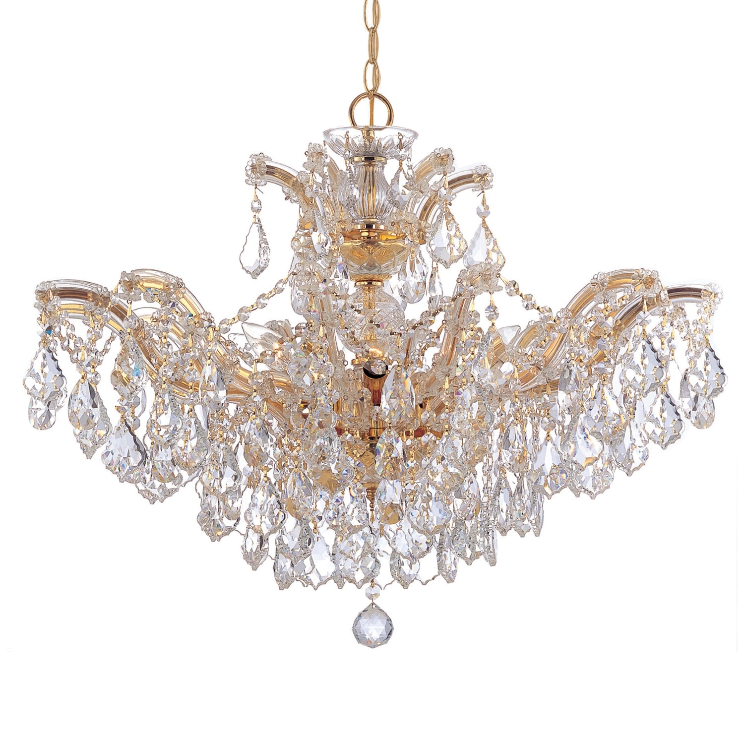 Maria Theresa 6 Light Clear Crystal Gold Chandelier - 27'' W x 20'' H - 27'' W x 20'' H