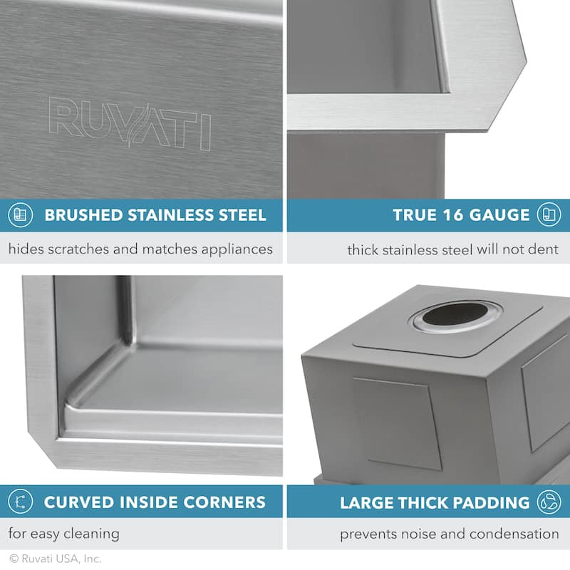 Ruvati 27-inch Workstation Rounded Corners Undermount Ledge Kitchen Sink with Accessories - 27 x 19 - 27 x 19