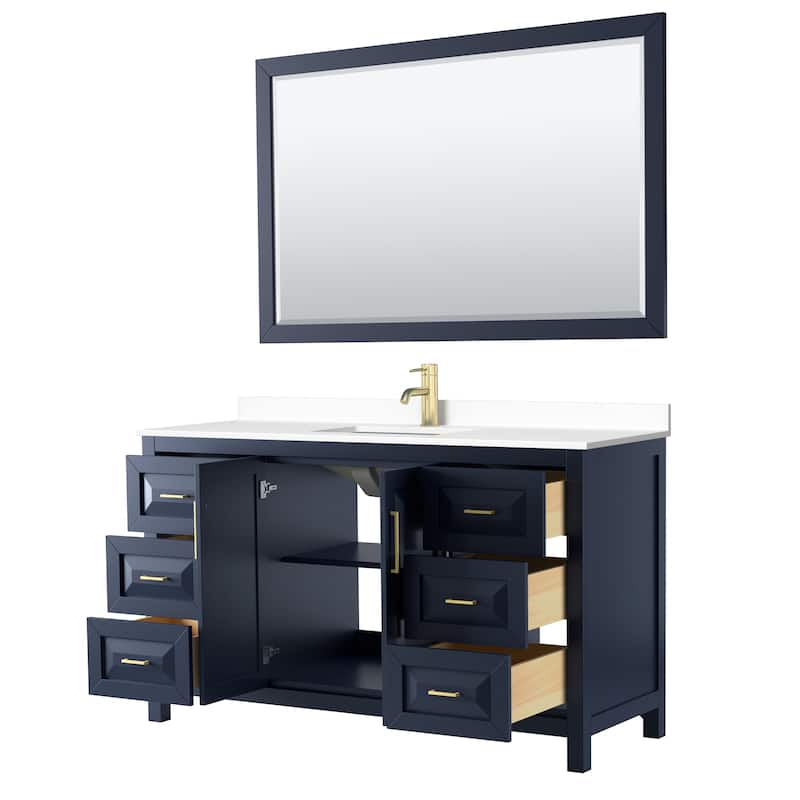 Daria 60 Inch Single Vanity, Cultured Marble Top, 58 Inch Mirror