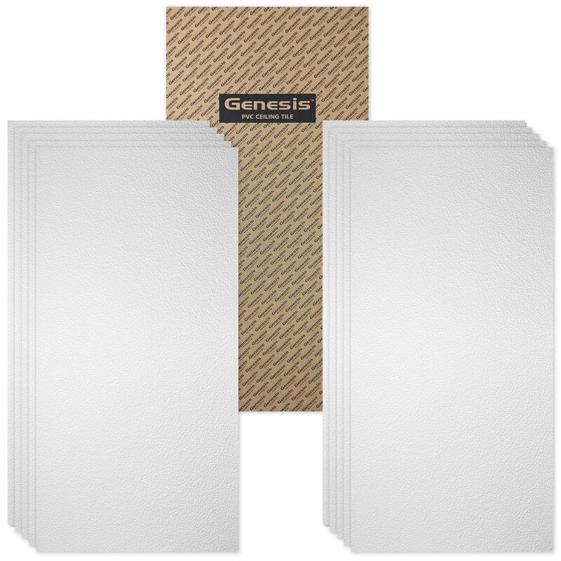 Genesis Stucco Pro White 2 x 4 ft. Lay-in Ceiling Tiles - Pack of 10