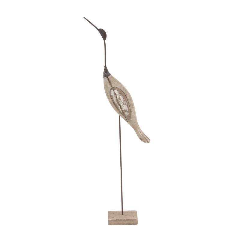 Brown Wood Bird Decorative Sculpture (Set of 2)