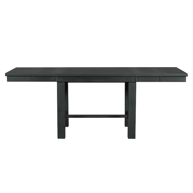 82inch 6-Piece Extendable Dining Table with Footrest, 4 Upholstered Dining Chairs and Dining Bench, Two 11"Removable Leaf