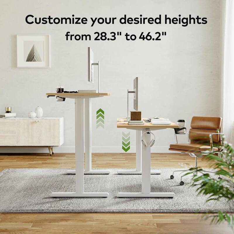 FEZIBO Height Adjustable Electric Standing Desk, Stand up Table, Sit Stand Home Office Desk with Splice Board