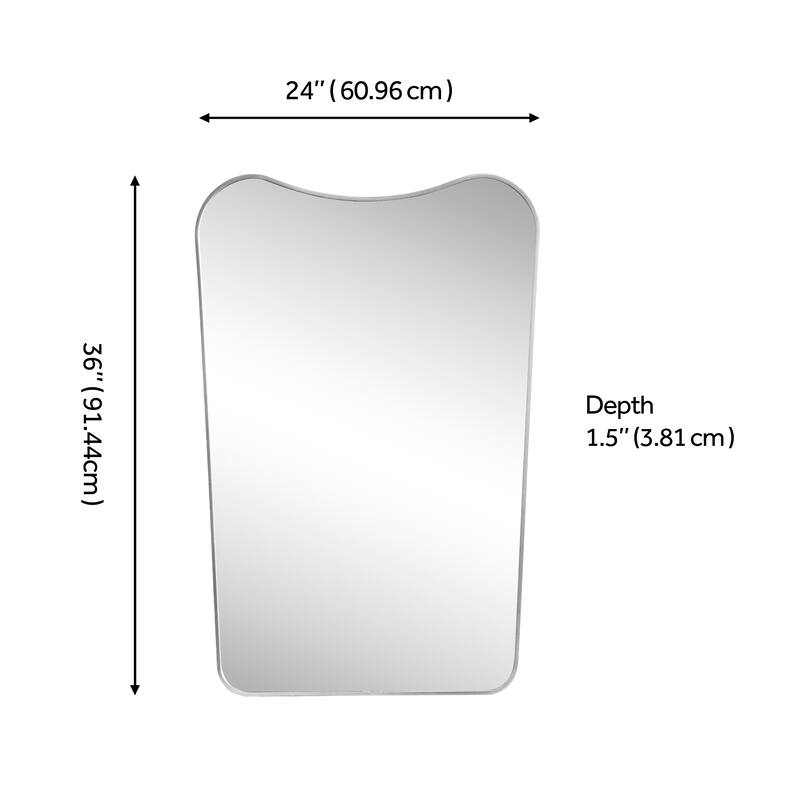 JONATHAN Y Alfie Irregular Metal Framed Wall Mounted Mirror with Flat Bottom