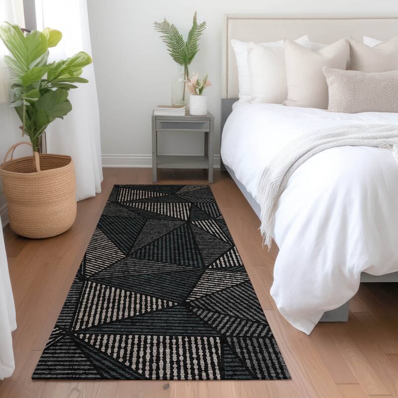 Machine Washable Indoor/ Outdoor Chantille Geometric Mosaic Rug