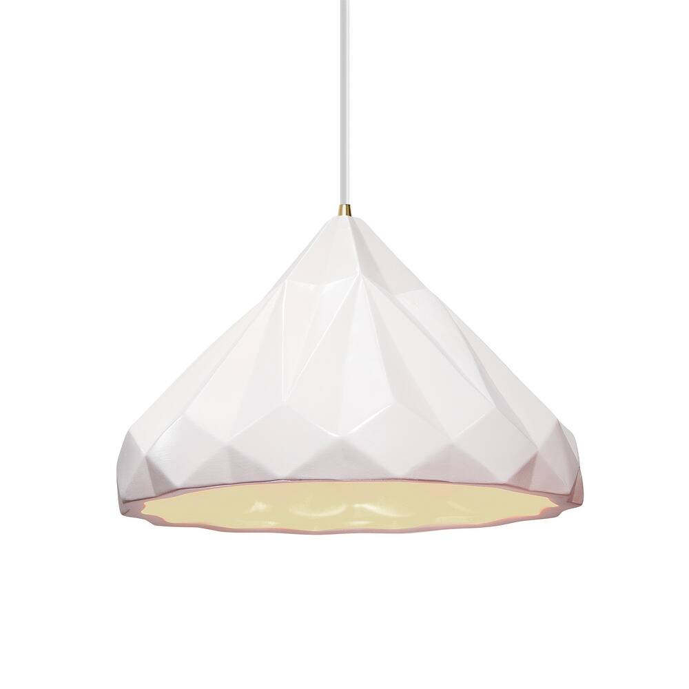 Radiance Collection Geometric 1-light Gloss White Pendant with White Cord