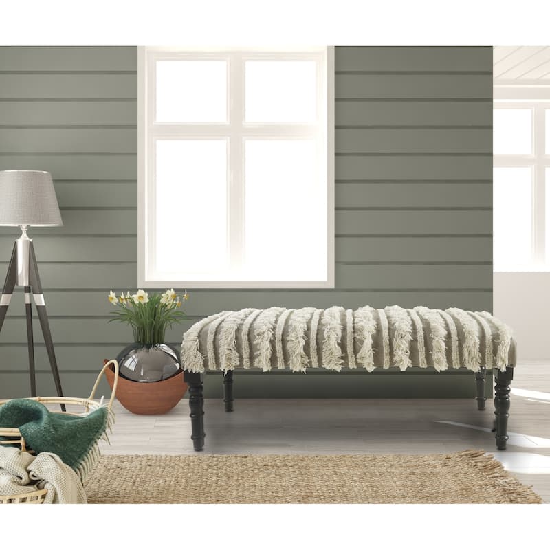 Sevita Cream Tufted Indoor Bench 16"W x 47"L x 18"H - 3'11" x 1'4" - 3'11" x 1'4"