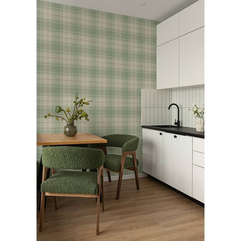 NextWall Linen Cut Plaid Peel and Stick Wallpaper - 20.5 in. W x 18 ft. L