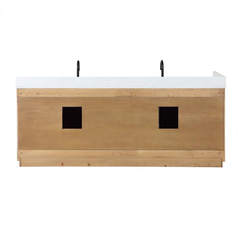 Altair Gavino Bath Vanity with Grain White Composite Stone Top and Mirror