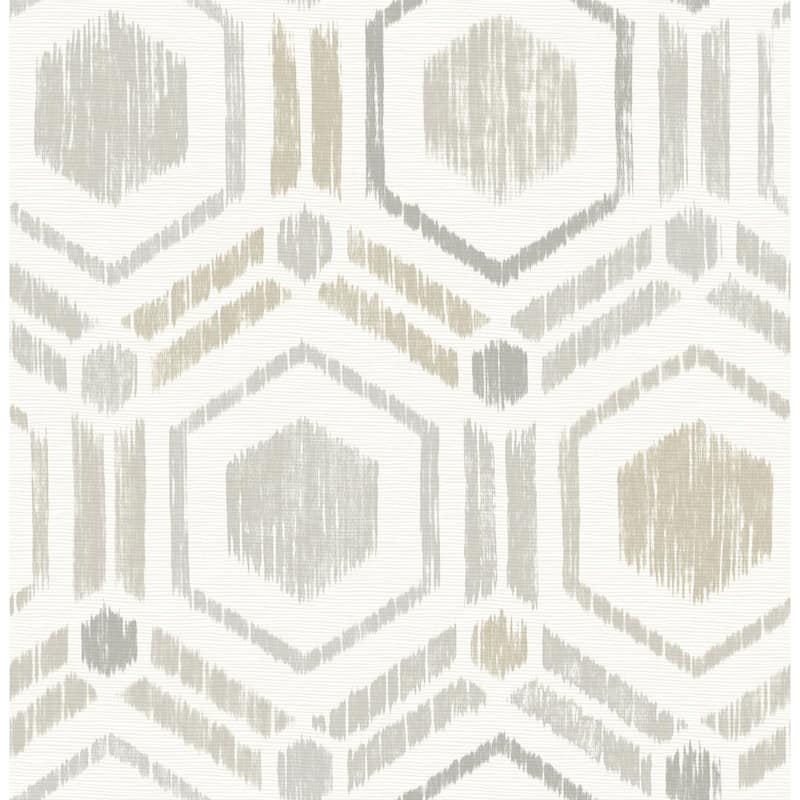 A-Street Prints Borneo Light Grey Geometric Grasscloth Wallpaper