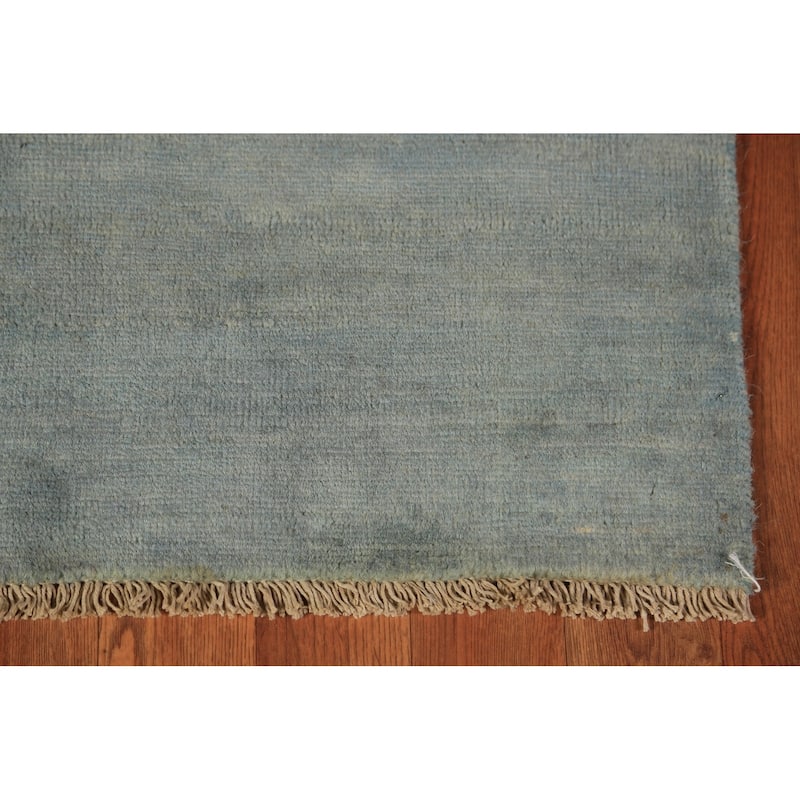 Blue & Green Gabbeh Modern Rug Hand-Knotted Wool Carpet - 4'0" x 5'8"