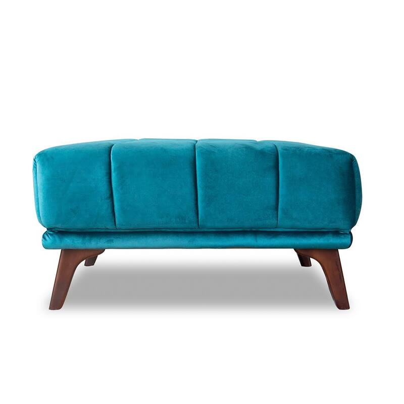 Kameron Mid-Century Modern Square Velvet Ottoman