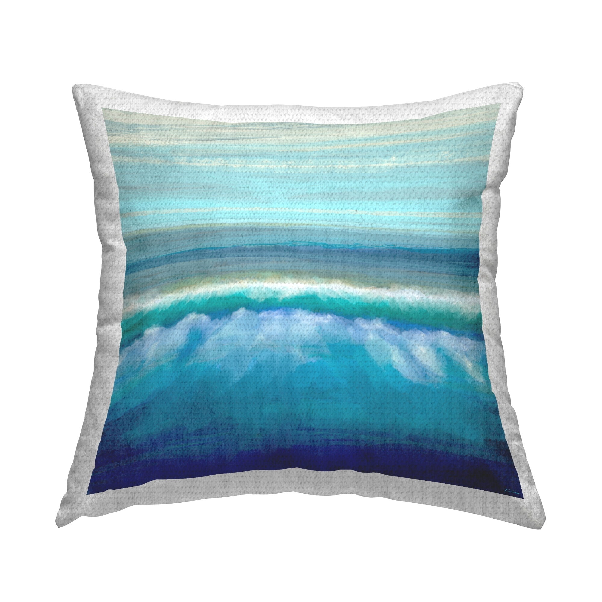 Stupell Rolling Beach Waves Shore Printed Outdoor Throw Pillow Design by Michael Tienhaara