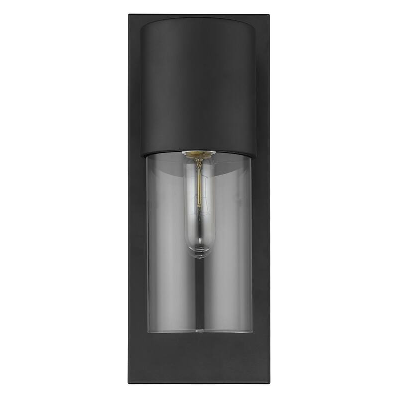 Modern Outdoor Wall Sconce with Clear Glass Shade and Wet Rated Flush Mount Light Fixture E26 Base - 16"H x 6.25"W x 5.75"D