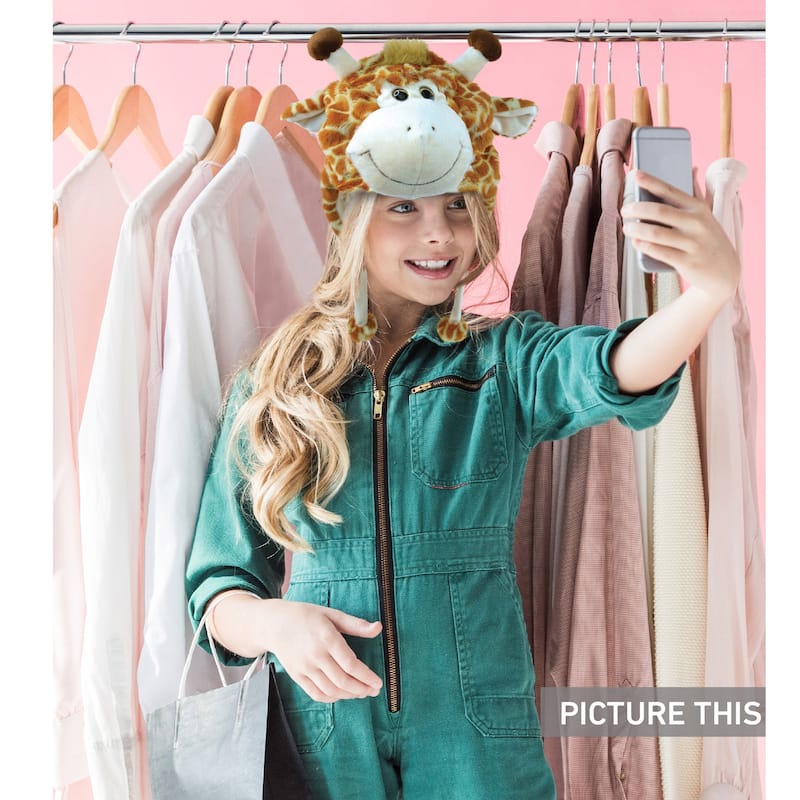 DolliBu Zoo Animal Plush Hat Set of 4 – Warm Hat with Ear Flaps - One Size