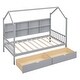 preview thumbnail 12 of 15, Wooden Twin/Full Size House Bed with 2 Drawers