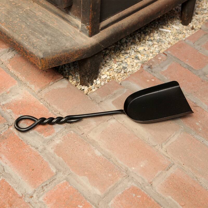 Achla Designs Mini Rope Design Fireplace Shovel Tool, 18 Inch Tall, Black