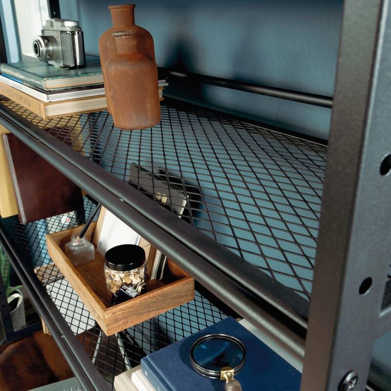 Wood Desk with Hutch, Brown