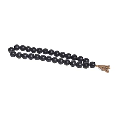 Sagebrook Home 32" Wooden Large Bead Garland with Tassels - Contemporary Mango Wood
