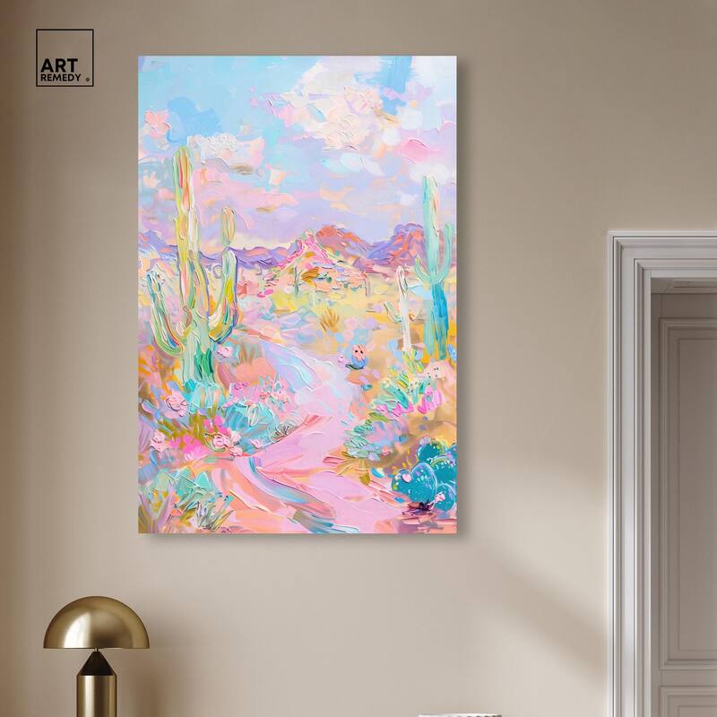 Pink and Teal Landscape Canvas by Art Remedy, Gallery Wrapped