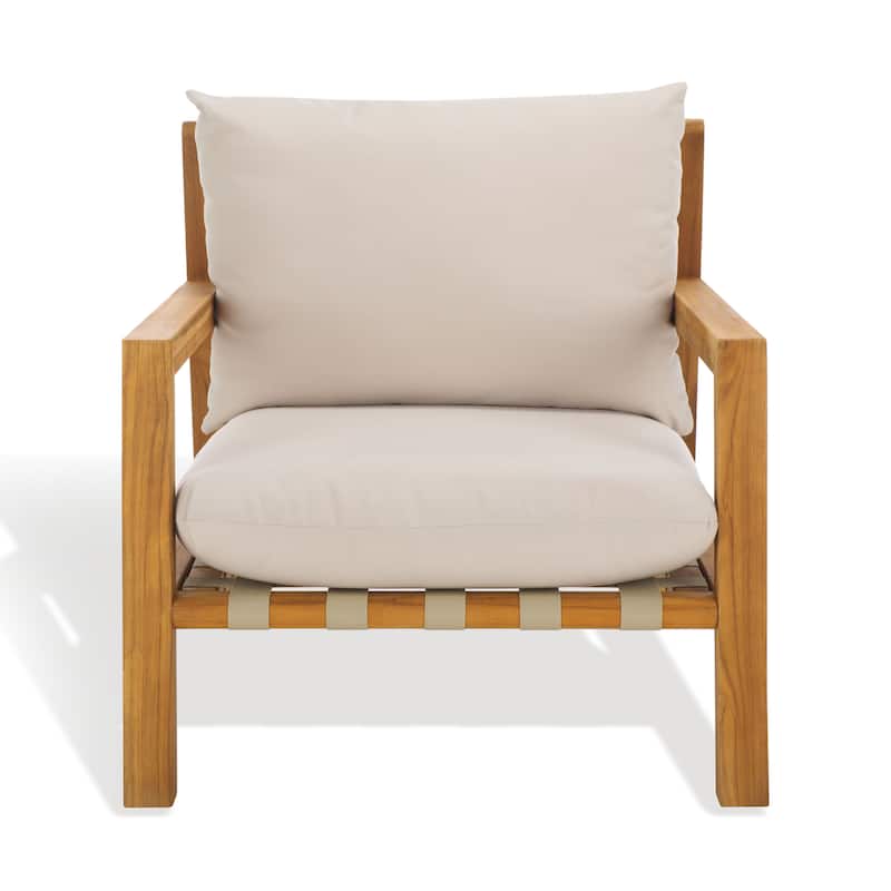SAFAVIEH Couture Trinidad Brazilian Teak Patio Chair - 30"W x 39"D x 30"H