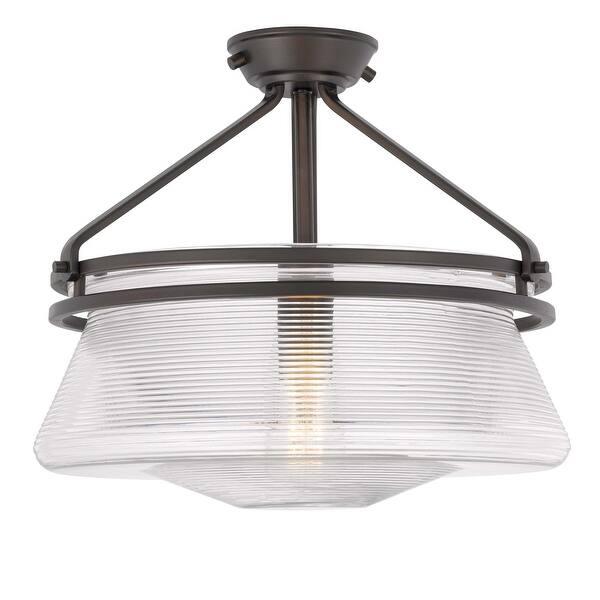 slide 2 of 5, O'Keefe 1-Light ORB Embossed glass Semi-Flush Mount 14" x14"x 13" - Small Semi Flush