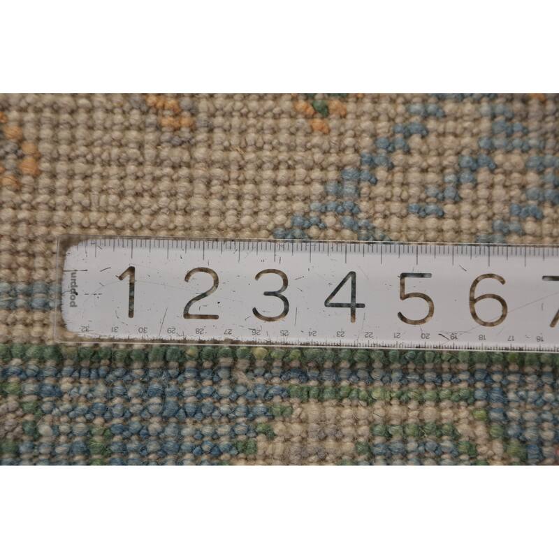 Hand Knotted Oriental 100% Wool Carpet Transitional All-Over Navy Blue & Blues Oushak Area Rug - 17' 10'' X 7' 2''