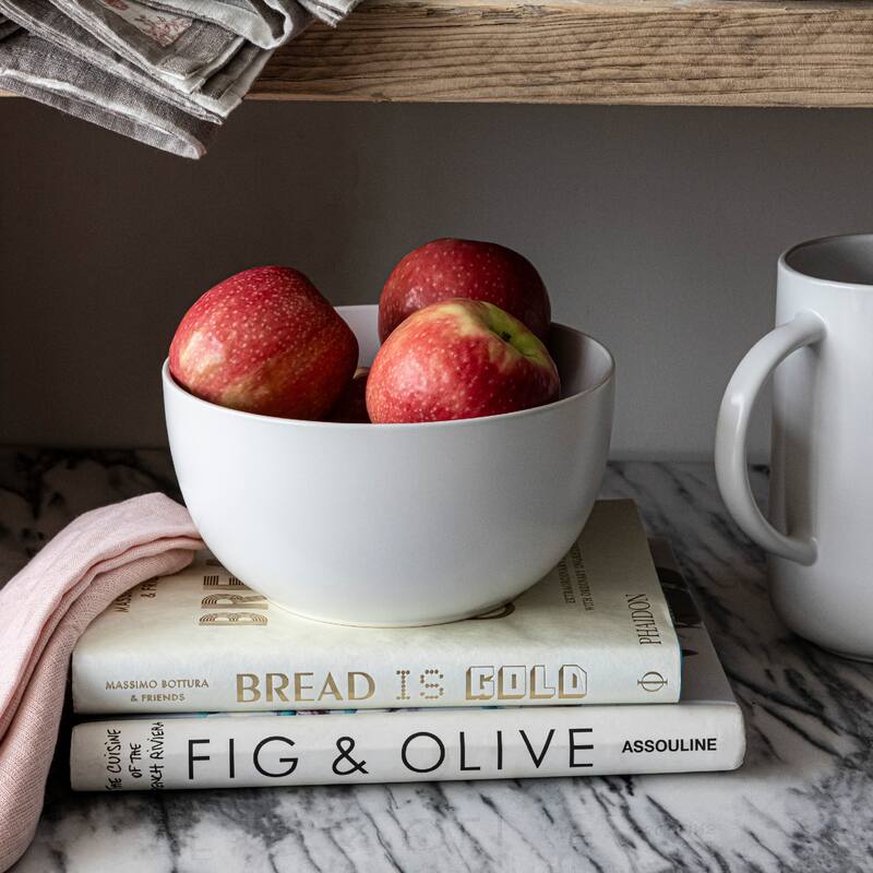 over&back Coupe Semi-Matte Stoneware Tall Serving Bowl, 2.3qt