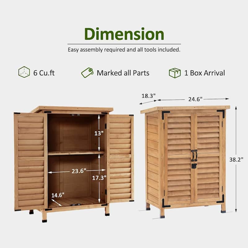 MCombo Small Outdoor Storage Cabinet Shed with Double Doors (24.6" x 18.3" x 38.2"), Wooden 0985