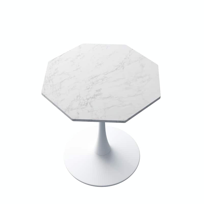 Sleek Octagonal Coffee Table with Printed Marble Top