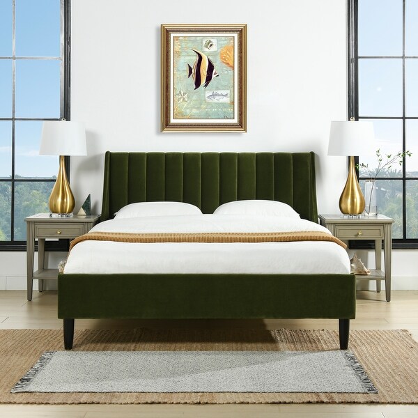 Aspen Vertical Tufted Upholstered Headboard Platform Bed On Sale Bed Bath Beyond 27297573